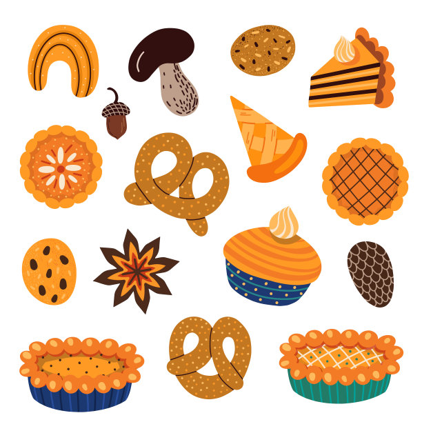 集各种糕点食品和秋叶图片下载