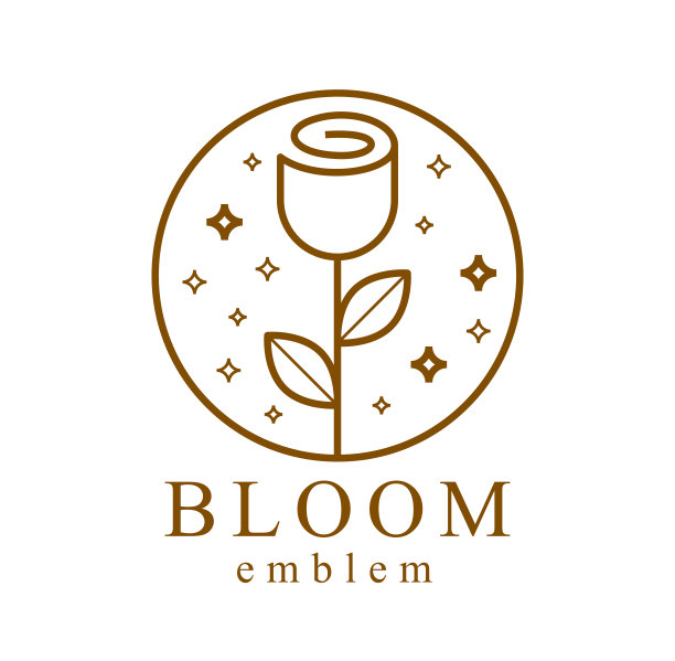 几何线形风格矢量花标志或徽章孤立在白色，神圣的几何花符号线形绘制徽章，朵朵花酒店或精品或珠宝标志类型。图片下载