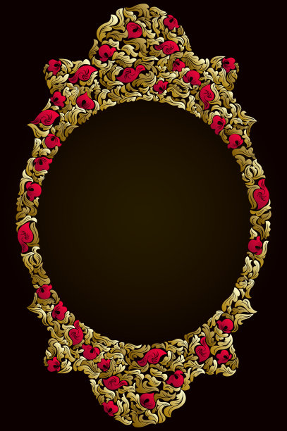 圆形装饰空白经典风格的边界矢量复古设计，花框架制成的树叶，豪华美丽的背景，邀请或贺卡与文字的地方。图片下载