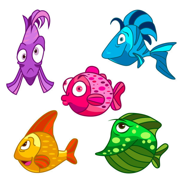 收集人物可爱的卡通彩色鱼图片下载