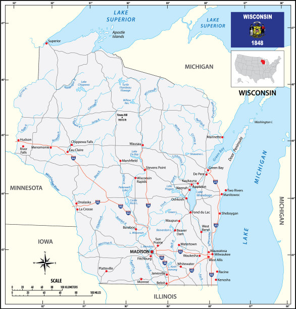 威斯康辛州的地图图片下载