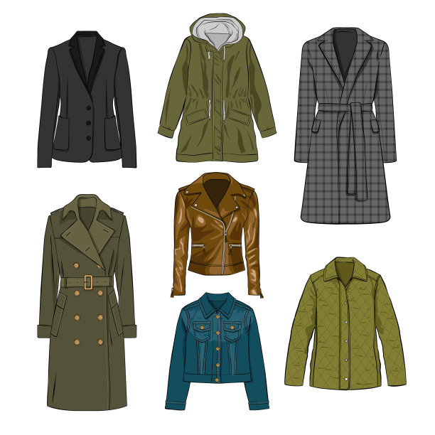 上衣为女性矢量插图漫画线服装风格元素图片下载