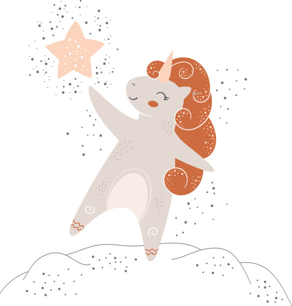 可爱的独角兽带着魔法棒图片下载