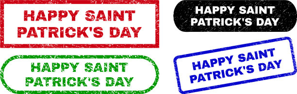 圣帕特里克节快乐矩形邮票图片下载