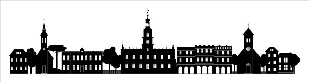 小镇剪影地平线横横幅图片下载