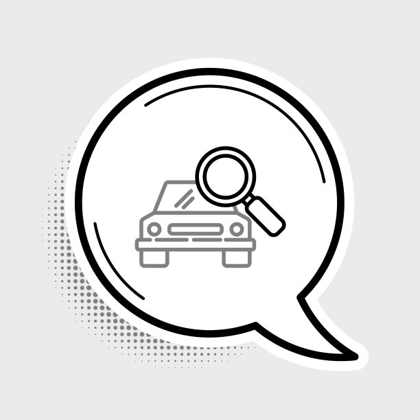 线汽车搜索图标孤立的灰色背景图片下载