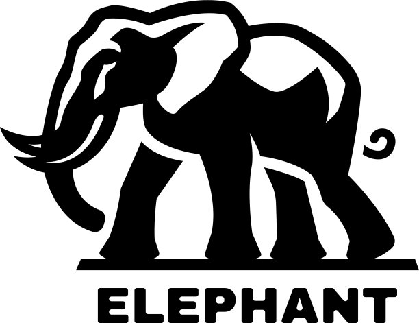 大象标志标志黑白风格图片下载