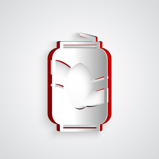 剪纸汽水罐图标孤立在灰色图片下载