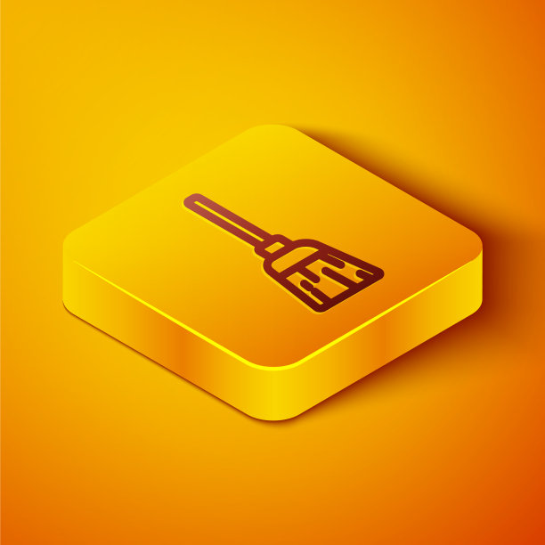 等距线女巫扫帚图标孤立上图片下载