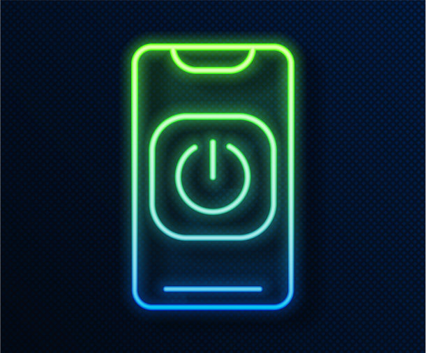 发光的霓虹灯线关闭机器人从手机图标图片下载