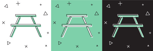 在野餐桌上两边放上长凳图片下载