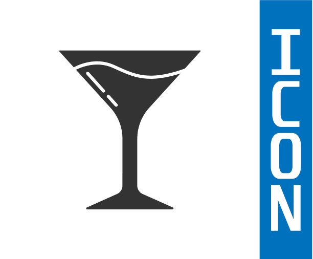 灰色马提尼玻璃图标孤立在白色图片下载