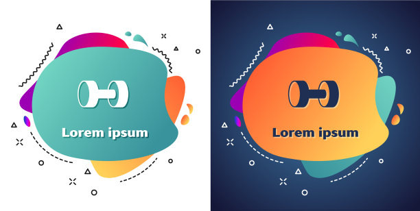 白色哑铃图标孤立在白色和蓝色图片下载