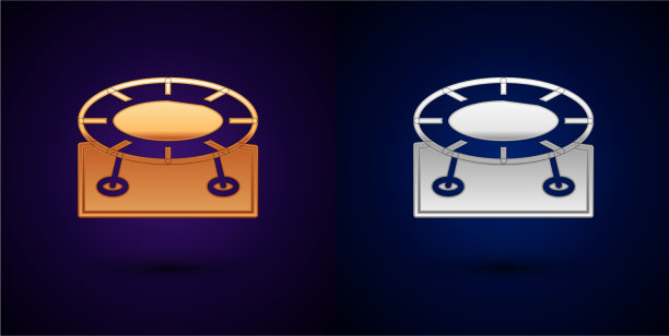 金牌和银牌跳跃蹦床图标孤立图片下载