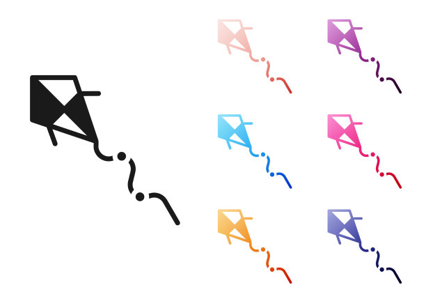 黑色风筝图标孤立在白色背景设置图片下载