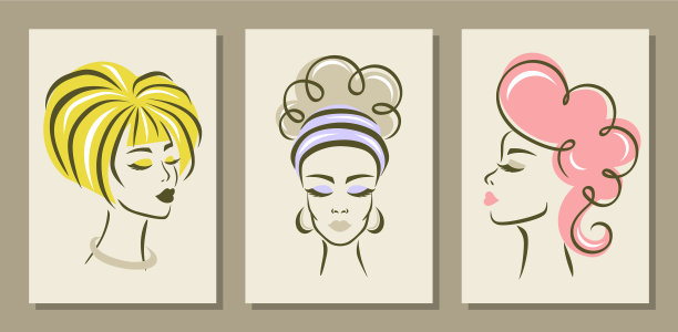 设置三张抽象的女性海报图片下载