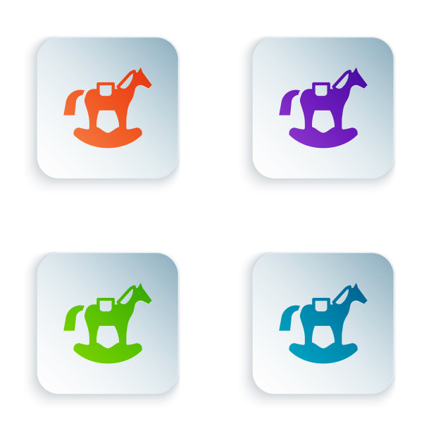 彩色木马在马鞍上为小秋千图片下载