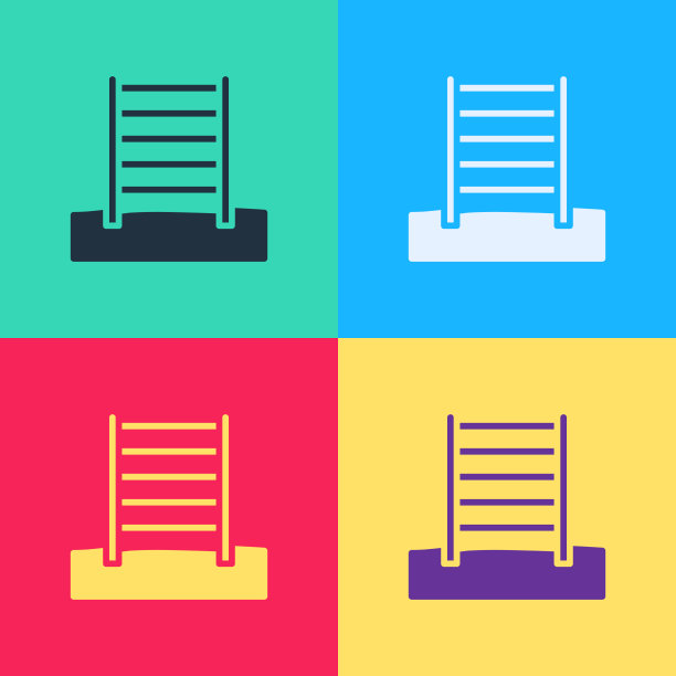 波普艺术木制瑞典墙图标孤立的颜色图片下载