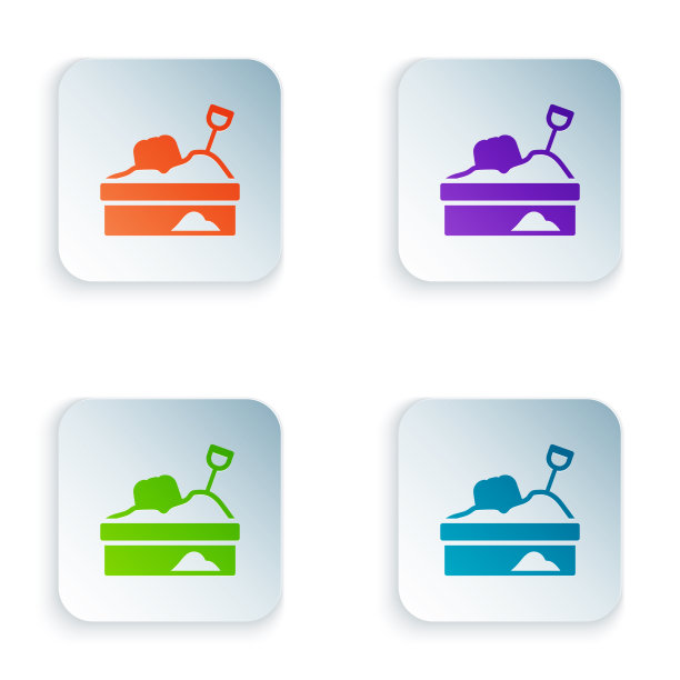 彩色沙盒与沙图标隔离在白色图片下载