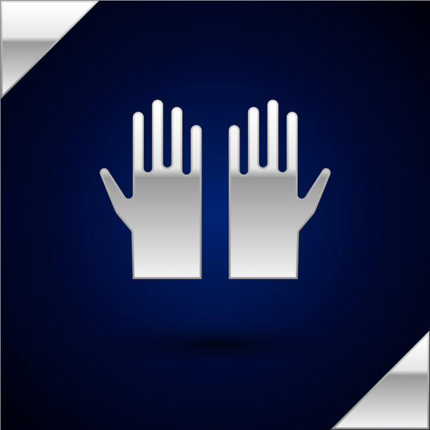 银色医用橡胶手套图标隔离在黑暗图片下载