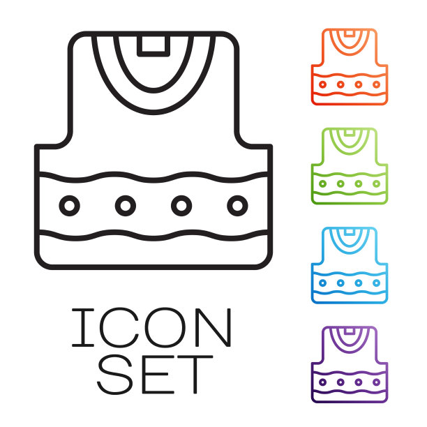 黑色线背心图标孤立在白色图片下载