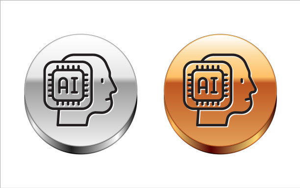 黑线人形机器人图标隔离在白色上图片下载