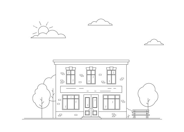 有树和云的城市景观图片下载