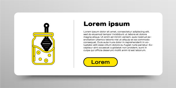 线罐蜂蜜和蜂蜜勺棍图标图片下载