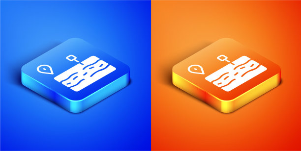 等距破碎道路图标孤立在蓝色和图片下载