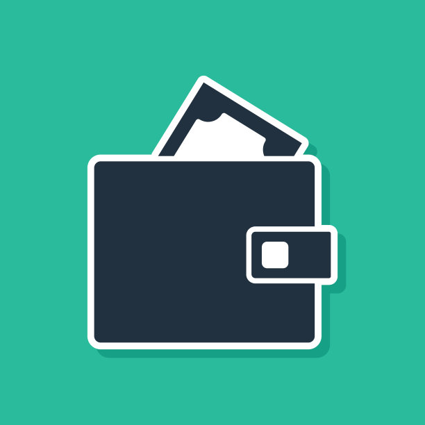 蓝色钱包与堆栈纸币现金图标图片下载