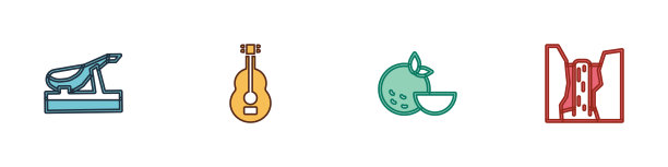 设置西班牙火腿，吉他，橙，水果和海藻图片下载