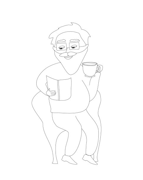 老人一边看书一边喝咖啡图片下载