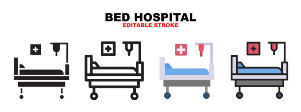 病床医院图标设置不同的风格图片下载