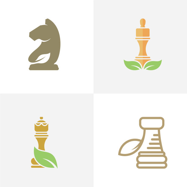 树叶国际象棋创意Logo设计图片下载