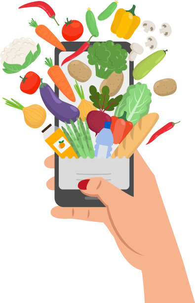 网上购物概念订购食品图片下载