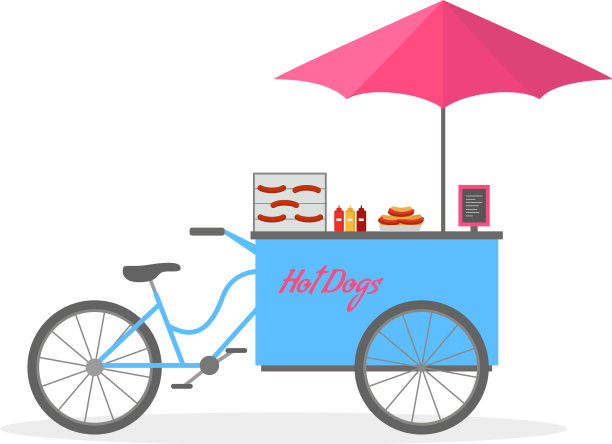 热狗自行车热狗车街头食品图片下载