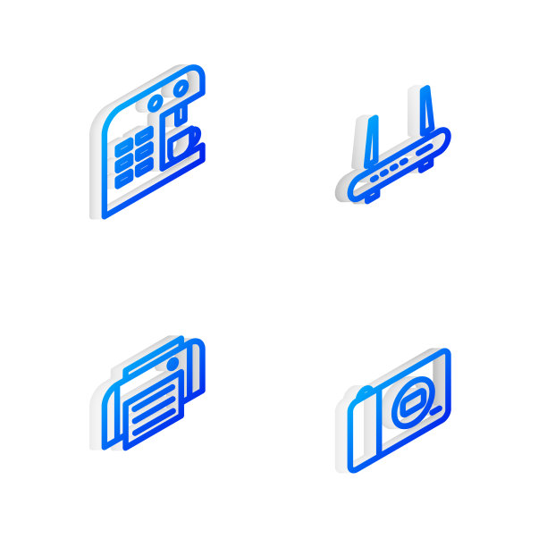 设置等距线路路由器和无线信号咖啡图片下载