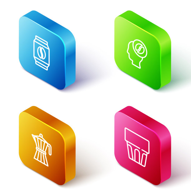 设定等距线袋咖啡豆咖啡师图片下载