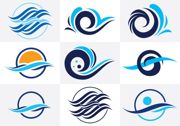 水浪标志标志设计海洋标志模板图片下载