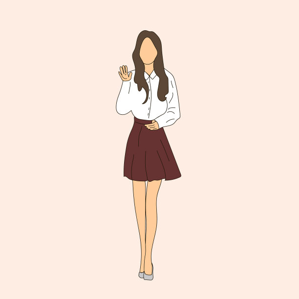 一个穿着勃艮第裙子和白衬衫的女孩图片下载