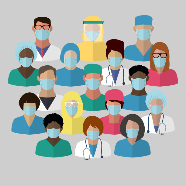 医生们戴着防护口罩图片下载