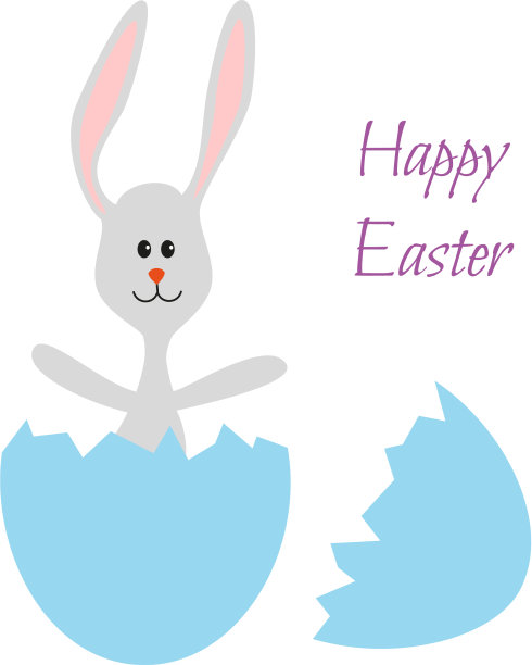 复活节彩蛋中孵化出可爱的小兔子图片下载