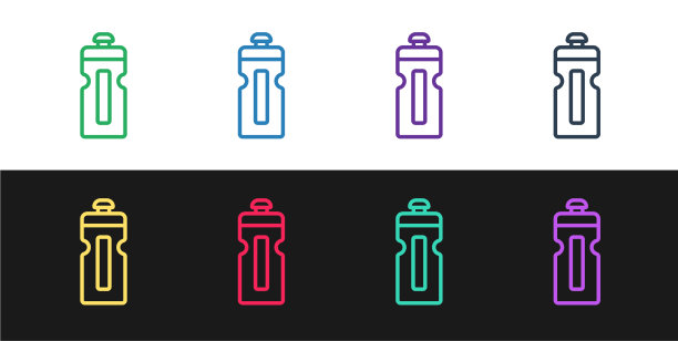 设置线健身摇床图标隔离在黑色和图片下载