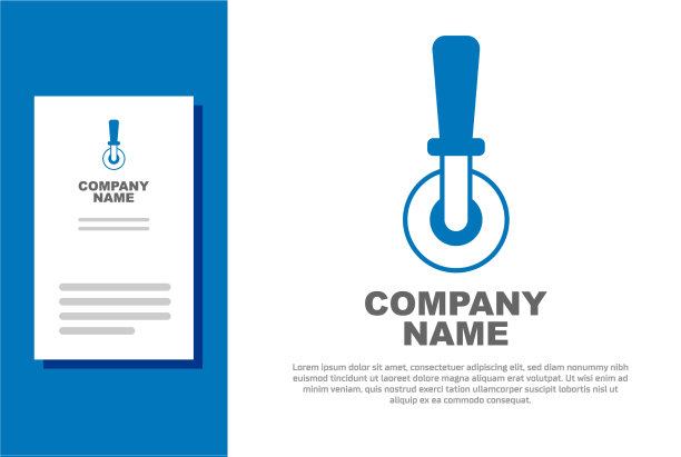 蓝色披萨刀图标孤立在白色背景图片下载