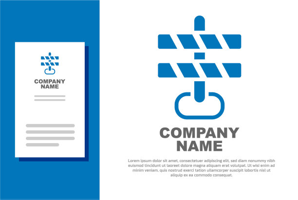 蓝色路障图标孤立在白色上图片下载