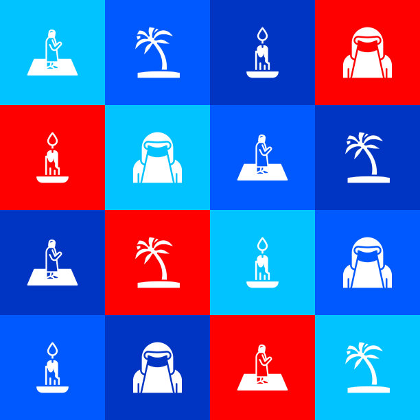 穆斯林男子祈祷热带棕榈树燃烧图片下载