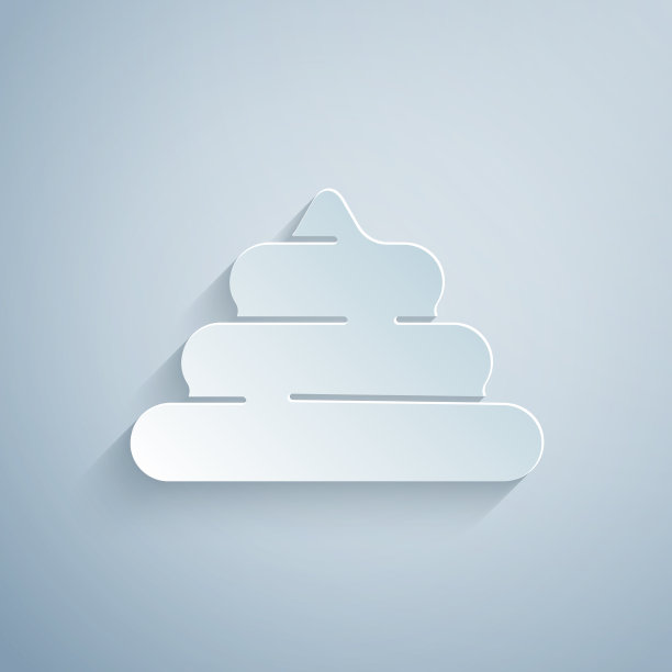 剪纸狗屎图标孤立在灰色背景图片下载