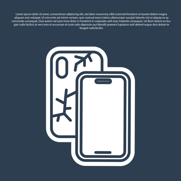 蓝线智能手机与破碎的屏幕图标图片下载