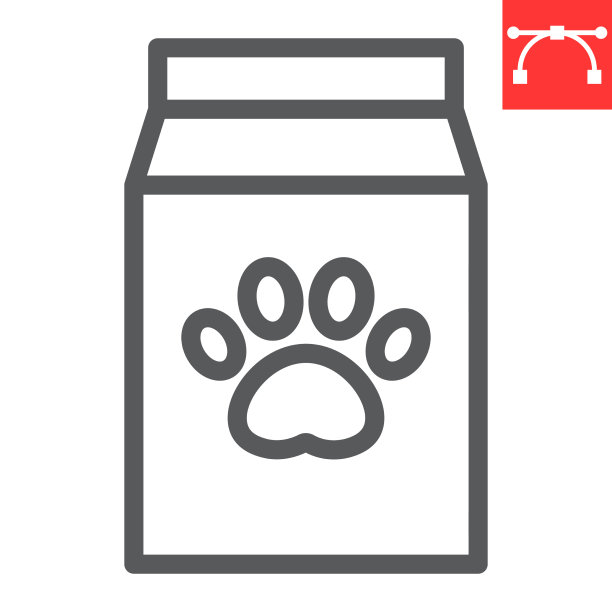 狗粮包装线图标宠物商店和动物爪子图片下载
