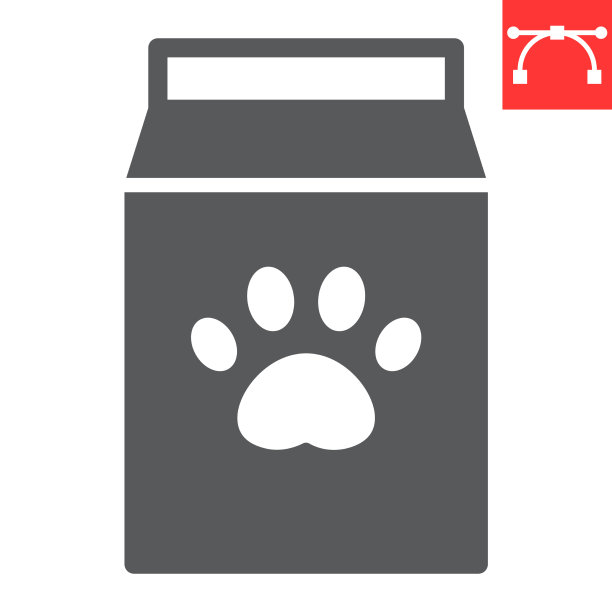 狗粮包装字形图标宠物商店和动物爪子图片下载